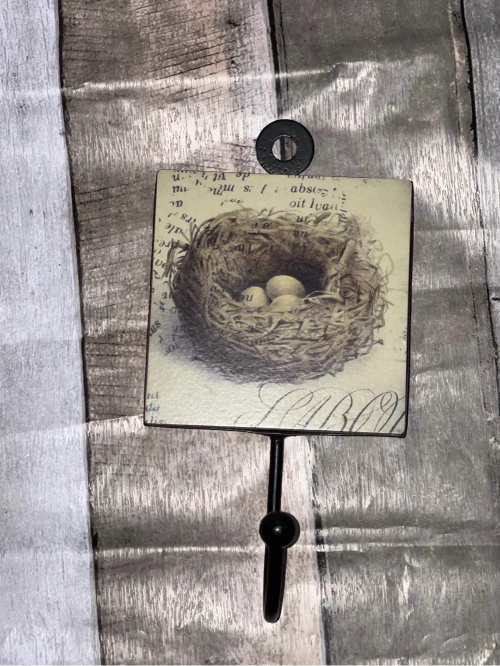 Vintage Plaque Birds Nest & Eggs Decorative Medal Hook Decor Nature
